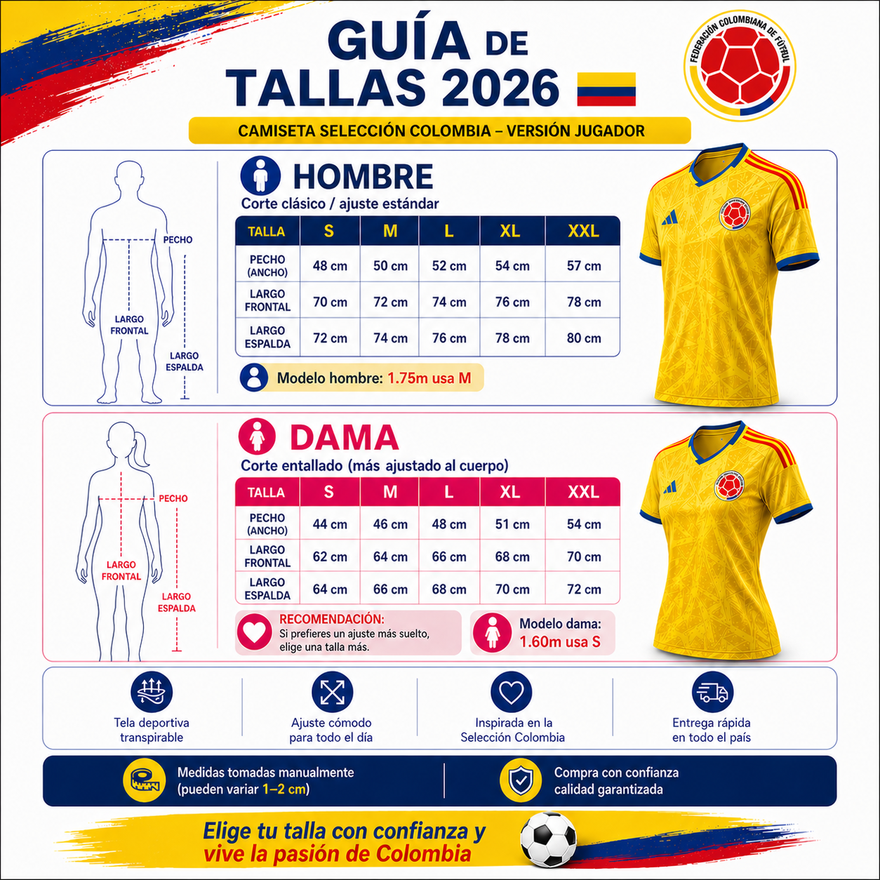 Camiseta Selección Colombia 2026 🥇 Versión Jugador