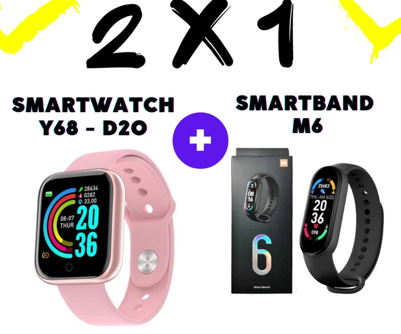 Compra 1 y llévate 2 - Smartwatch Y68 + Smartband M7 Smartwatch Y68 + Smartband M7